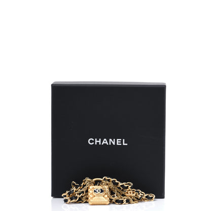 Chanel Metal Lambskin Resin Multi Strand Chain Link Bracelet Black Gold 6 of 6