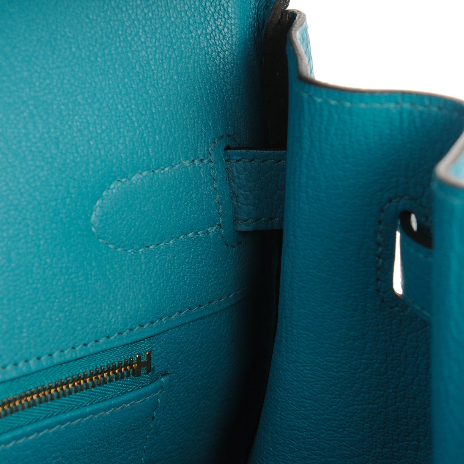 Hermes Taurillon Clemence Birkin 35 Turquoise 21 of 23