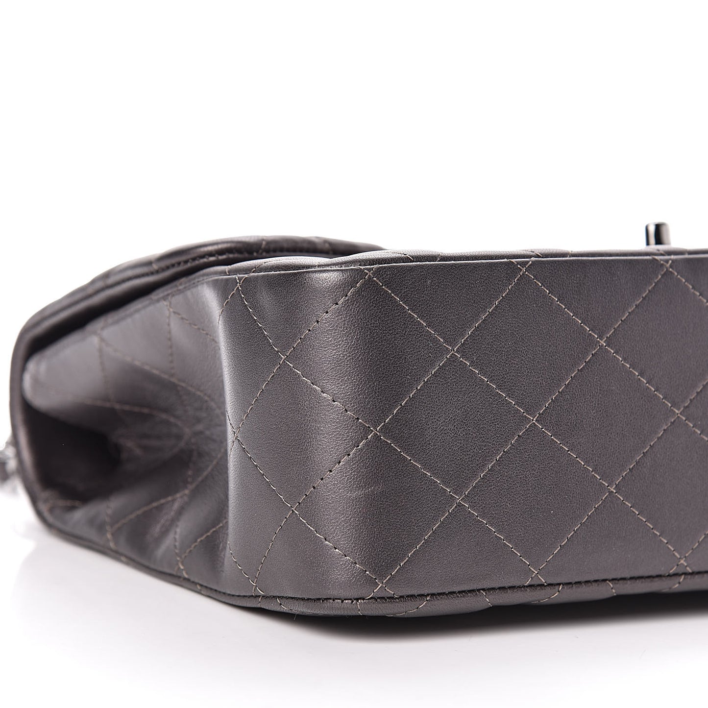Metallic Lambskin Quilted Jumbo Single Flap Dark Grey