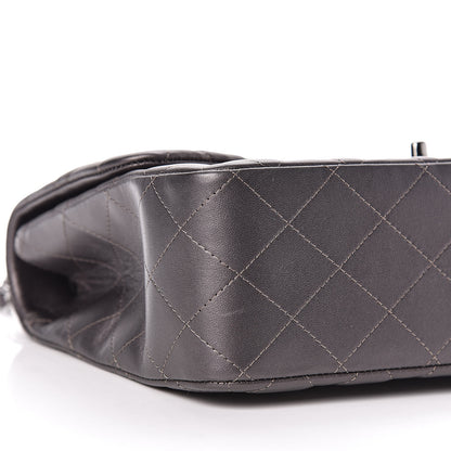 Chanel Metallic Lambskin Quilted Jumbo Single Flap Dark Grey 12 of 14