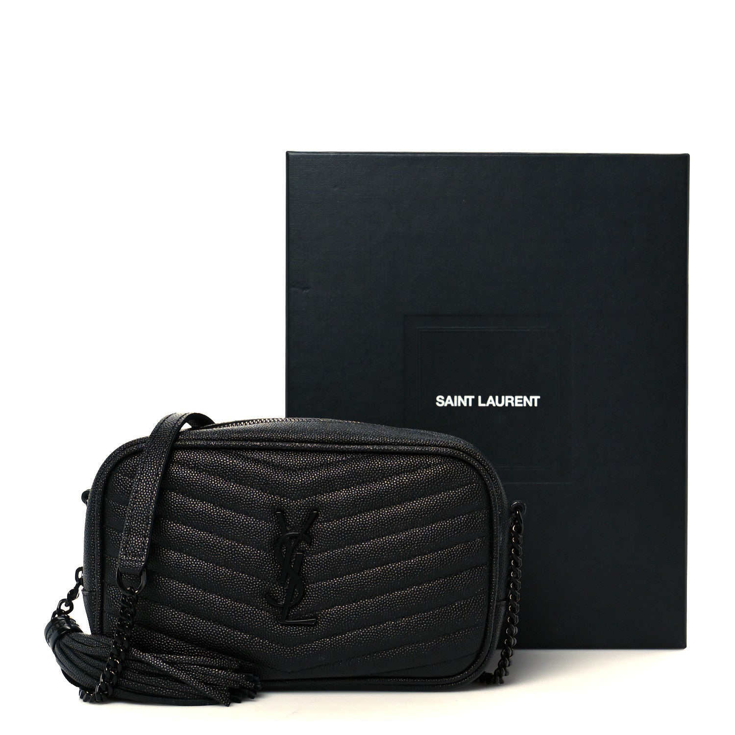 Saint Laurent Grain De Poudre Matelasse Monochrome Monogram Mini Lou Camera Bag Black 11 of 11