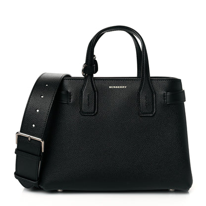 Burberry Grainy Calfskin House Check Small Banner Tote Black 1 of 10