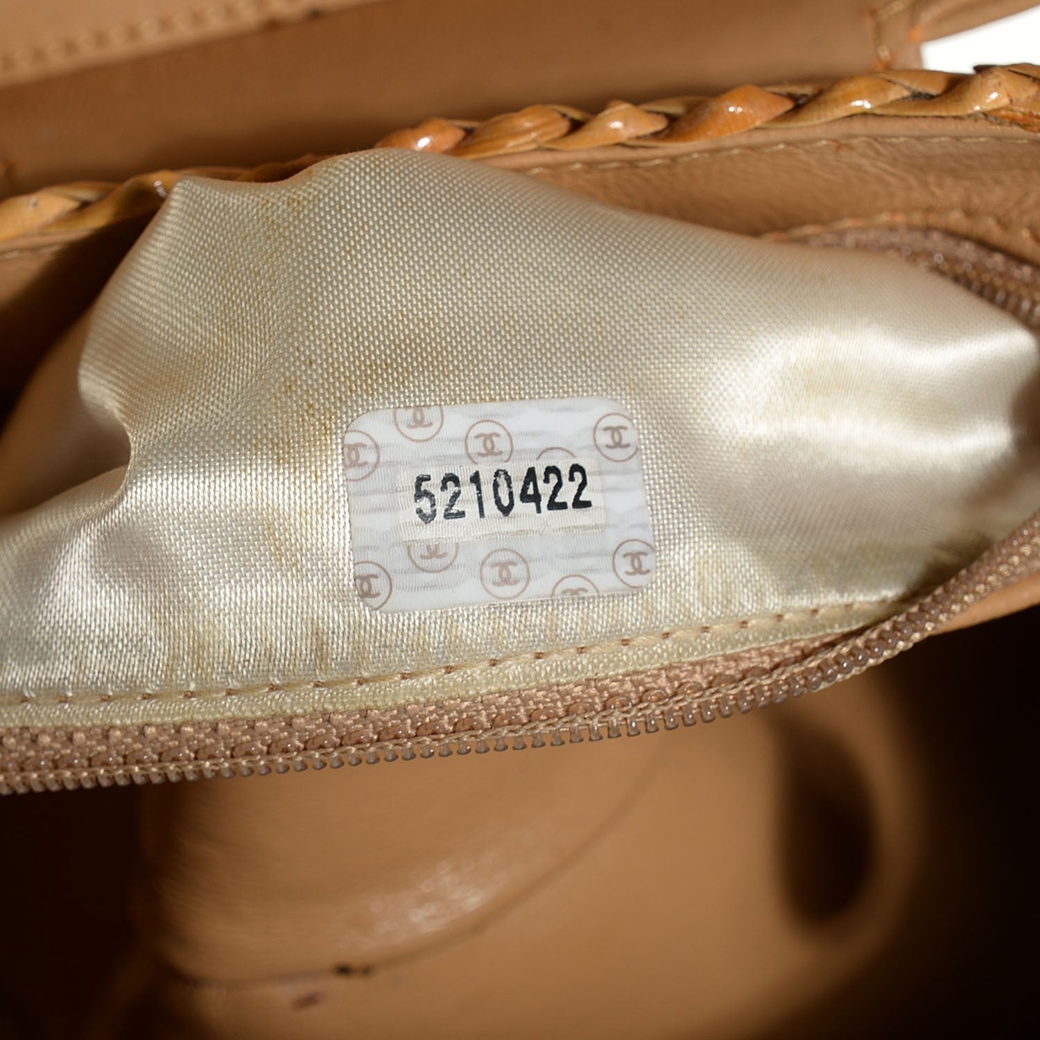 Chanel Lambskin Straw Basket Shoulder Bag Beige 7 of 9