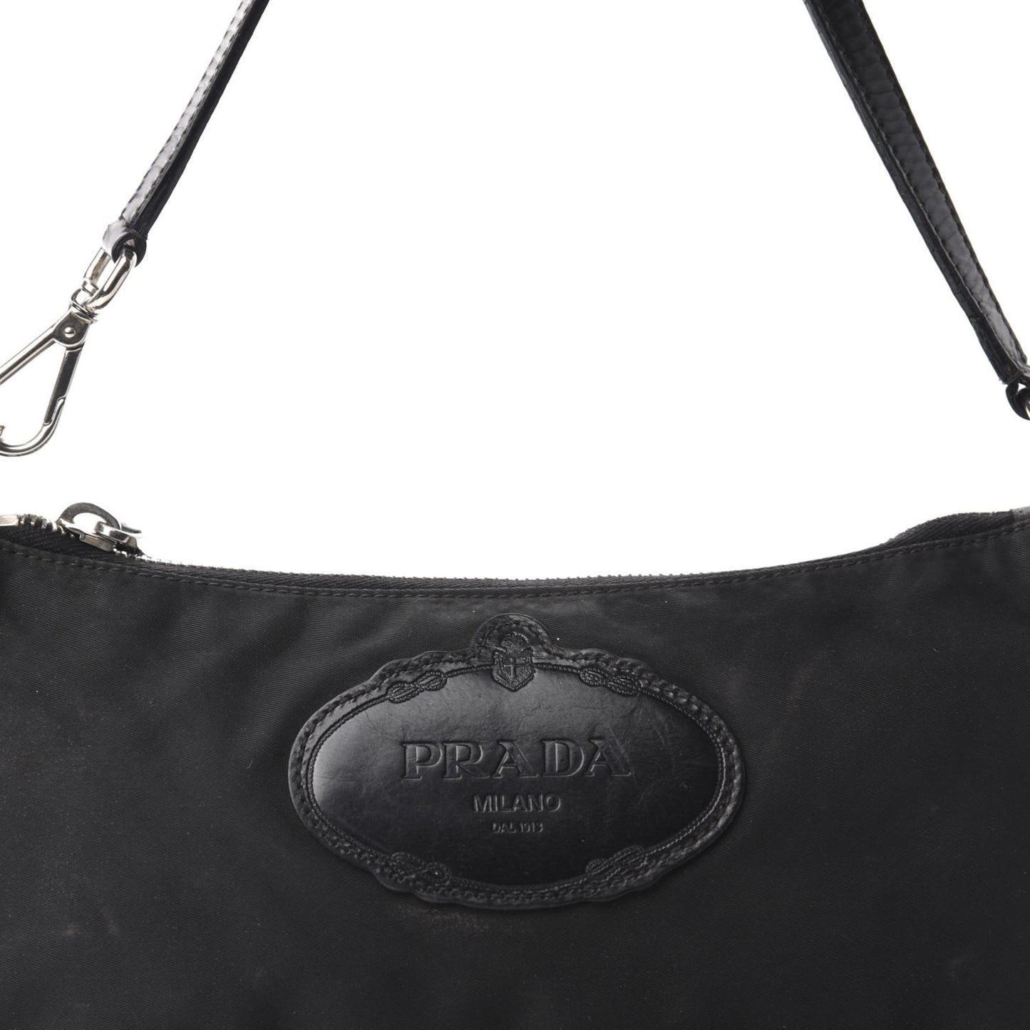 Tessuto Nylon Calfskin Logo Pochette Black