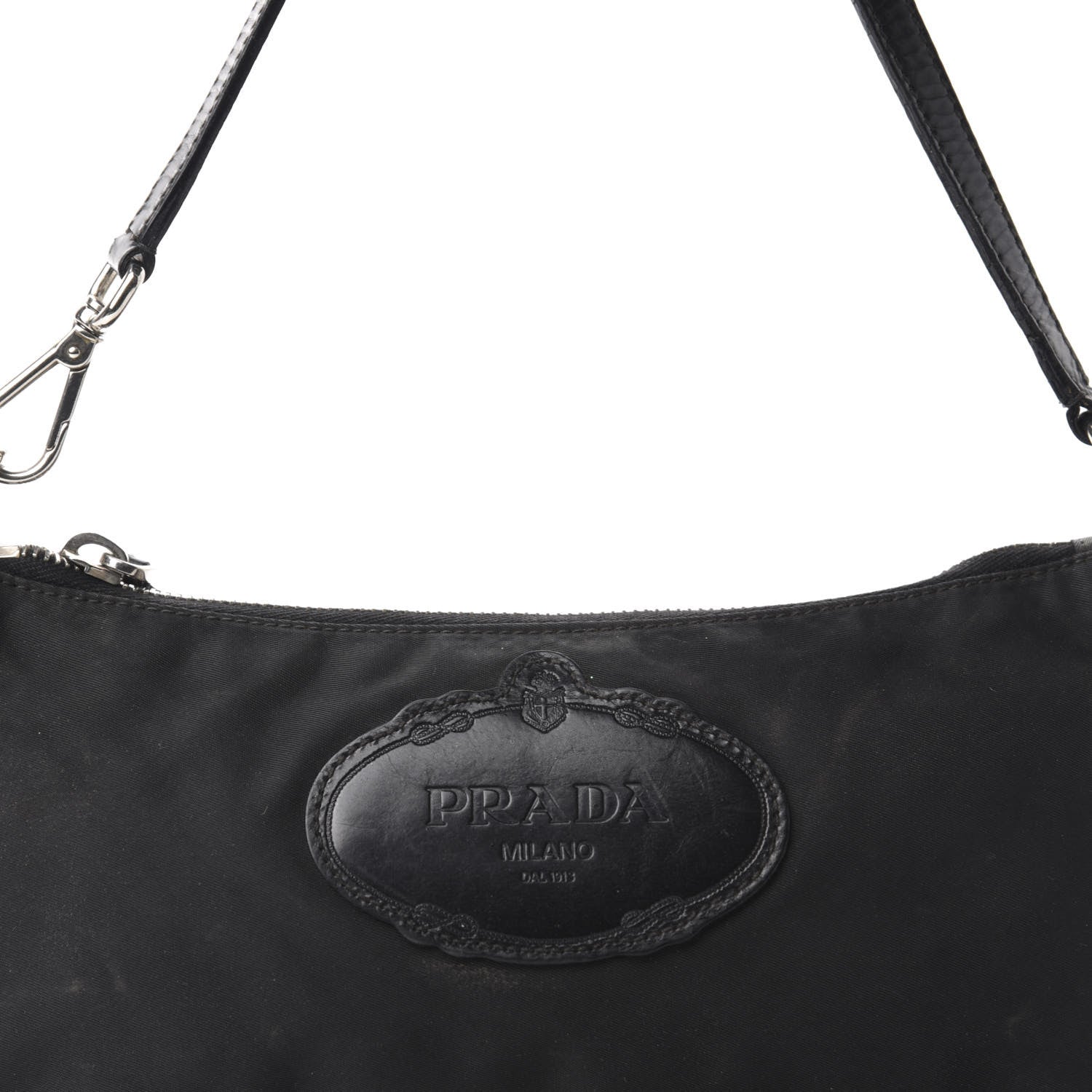 Prada Tessuto Nylon Calfskin Logo Pochette Black 13 of 13
