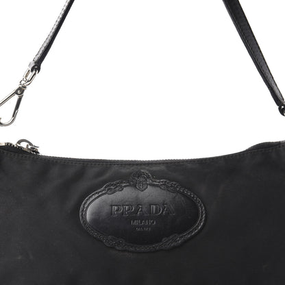 Prada Tessuto Nylon Calfskin Logo Pochette Black 13 of 13