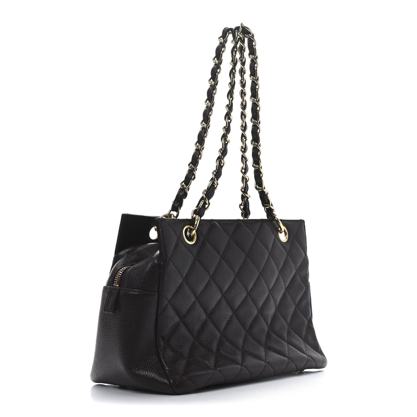 Caviar Quilted Petit Timeless Shopping Tote PTT Burgundy