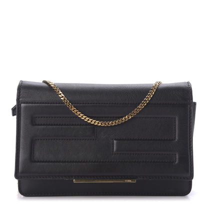 Fendi Vitello Flamingo Tube Wallet on Chain Black 1 of 10