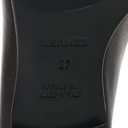 Hermes Goatskin Womens Paris Loafers 37 Black 7 of 9