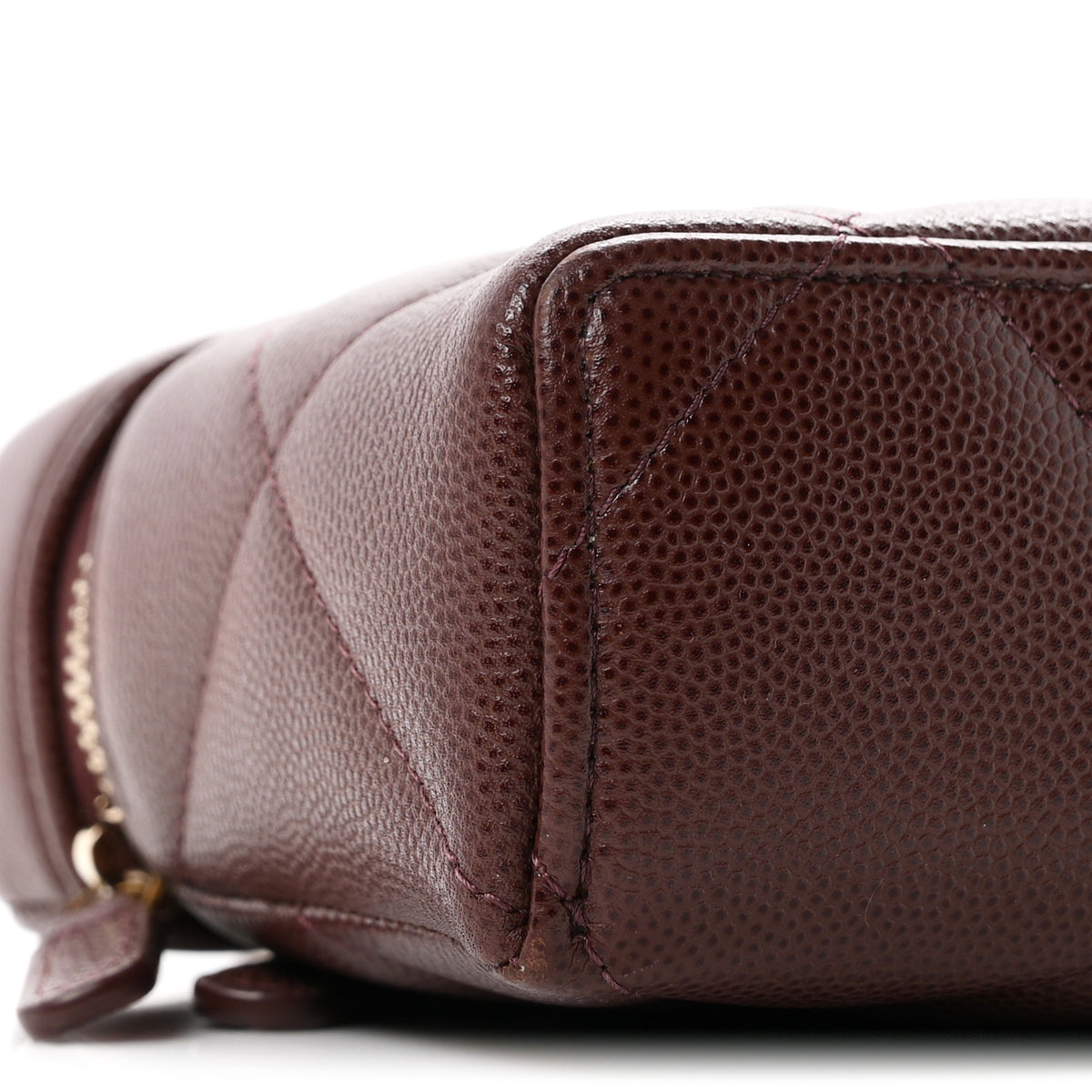 Caviar Quilted Top Handle Slim Vanity With Chain Dark Brown