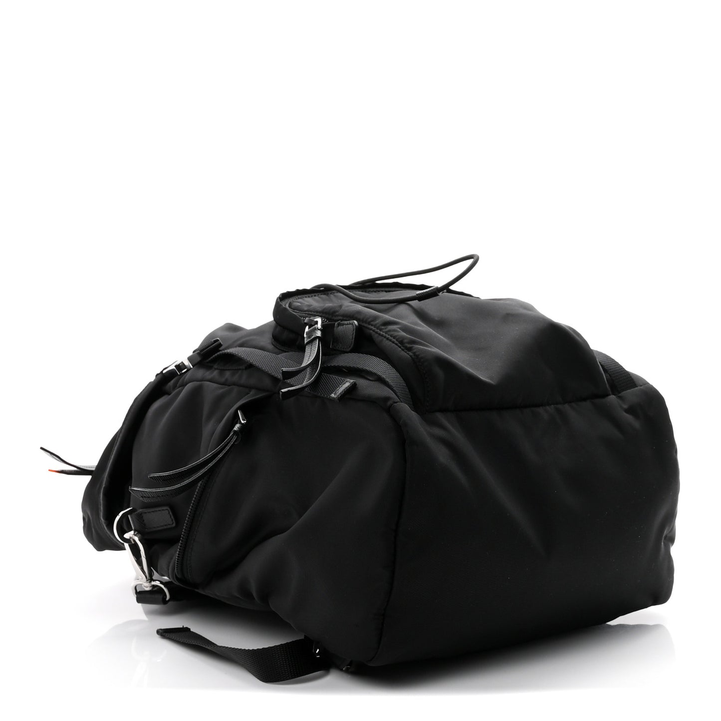 Re-Nylon Saffiano Logo Double Buckle Backpack Black