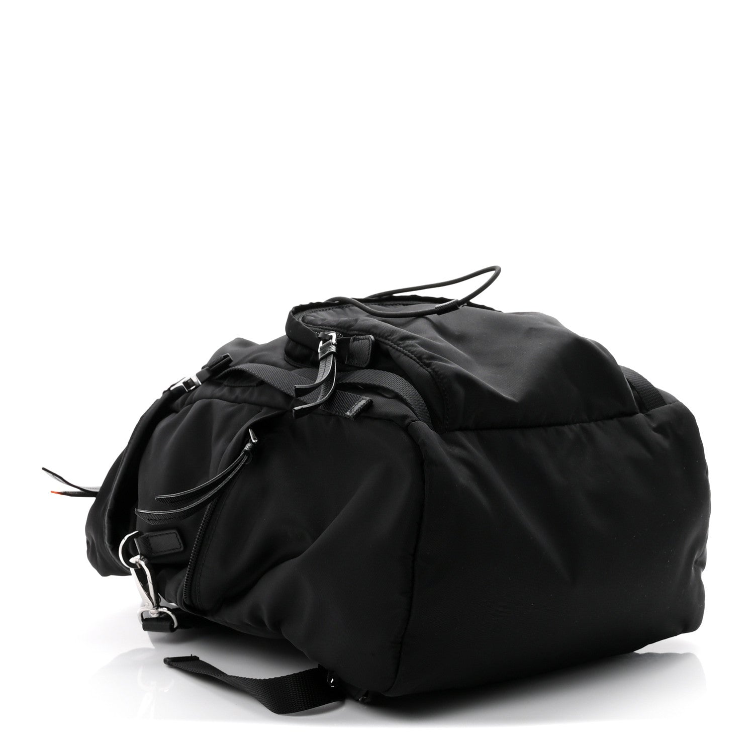 Prada Re-Nylon Saffiano Logo Double Buckle Backpack Black 4 of 9