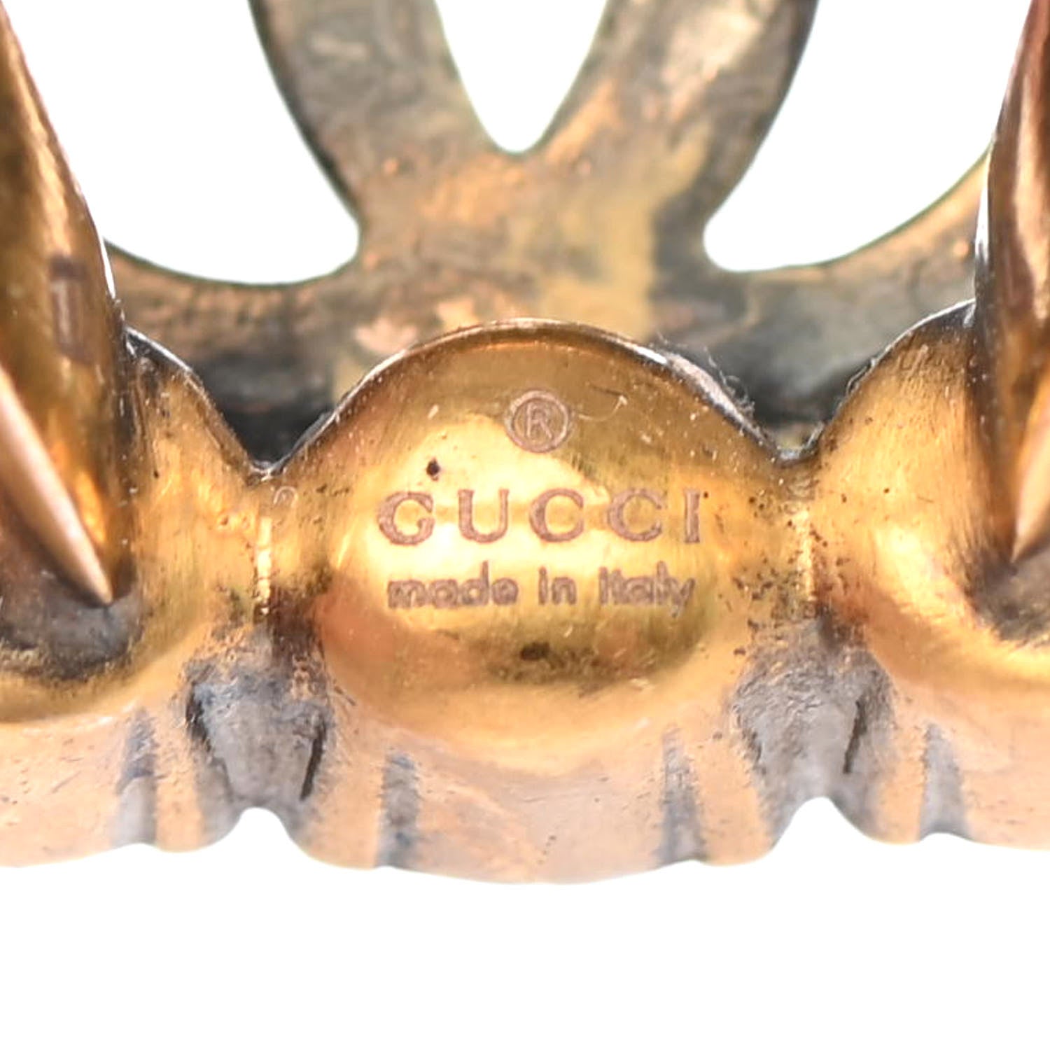 Gucci Metal Crystal Marmont Ring Aged Gold 3 of 4