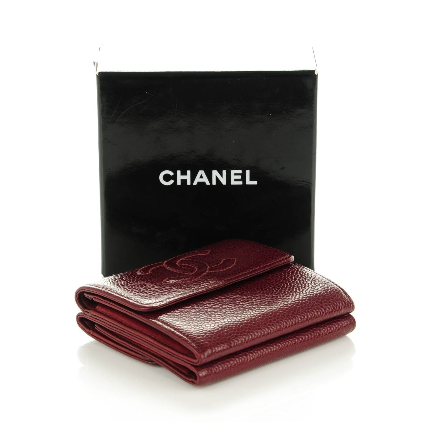 Caviar Timeless CC Compact Flap Wallet Dark Red