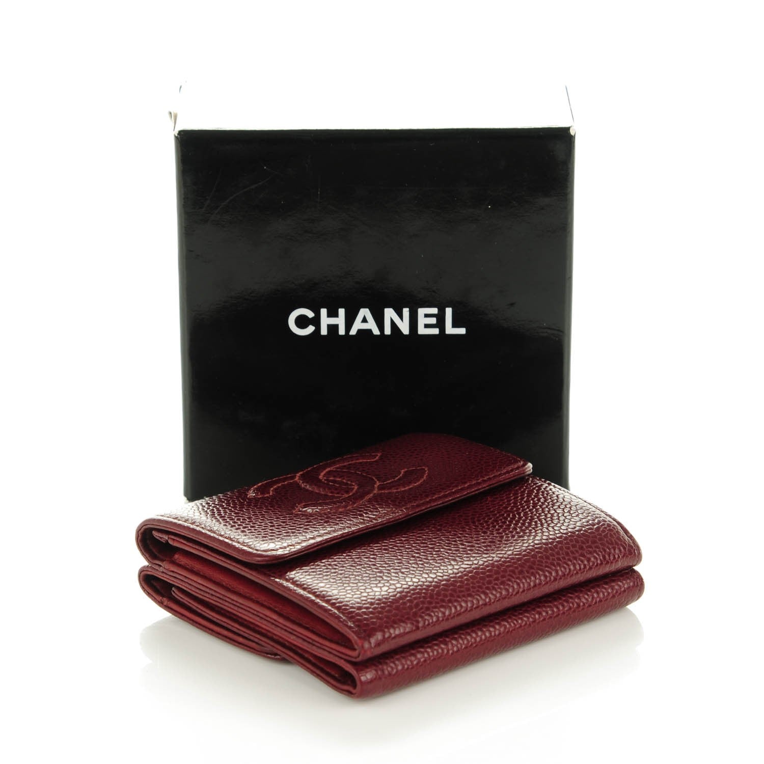 Chanel Caviar Timeless CC Compact Flap Wallet Dark Red 4 of 11