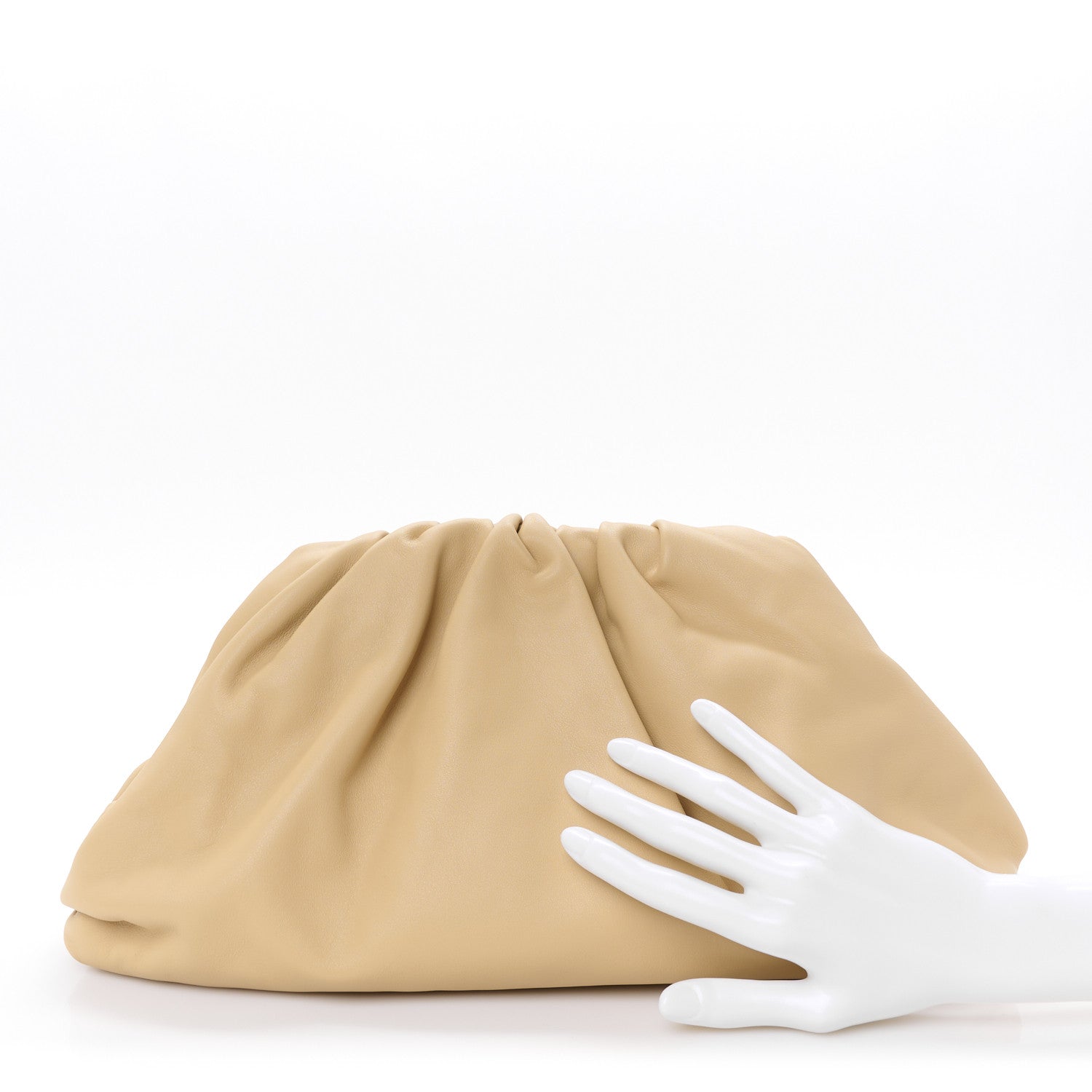Bottega Veneta Smooth Butter Calf The Pouch Oversized Clutch Almond 2 of 11