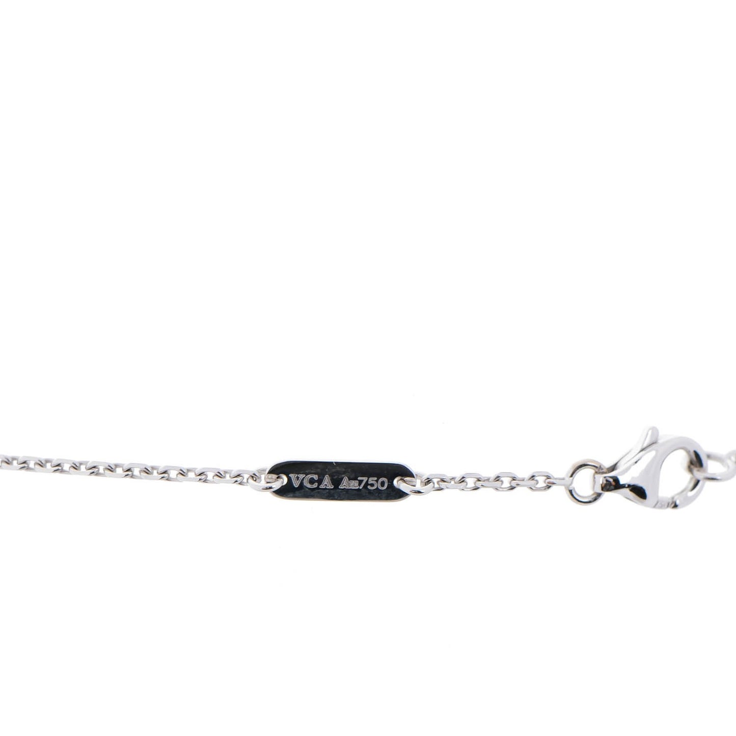 18K White Gold Diamond Vintage Alhambra Pendant Necklace