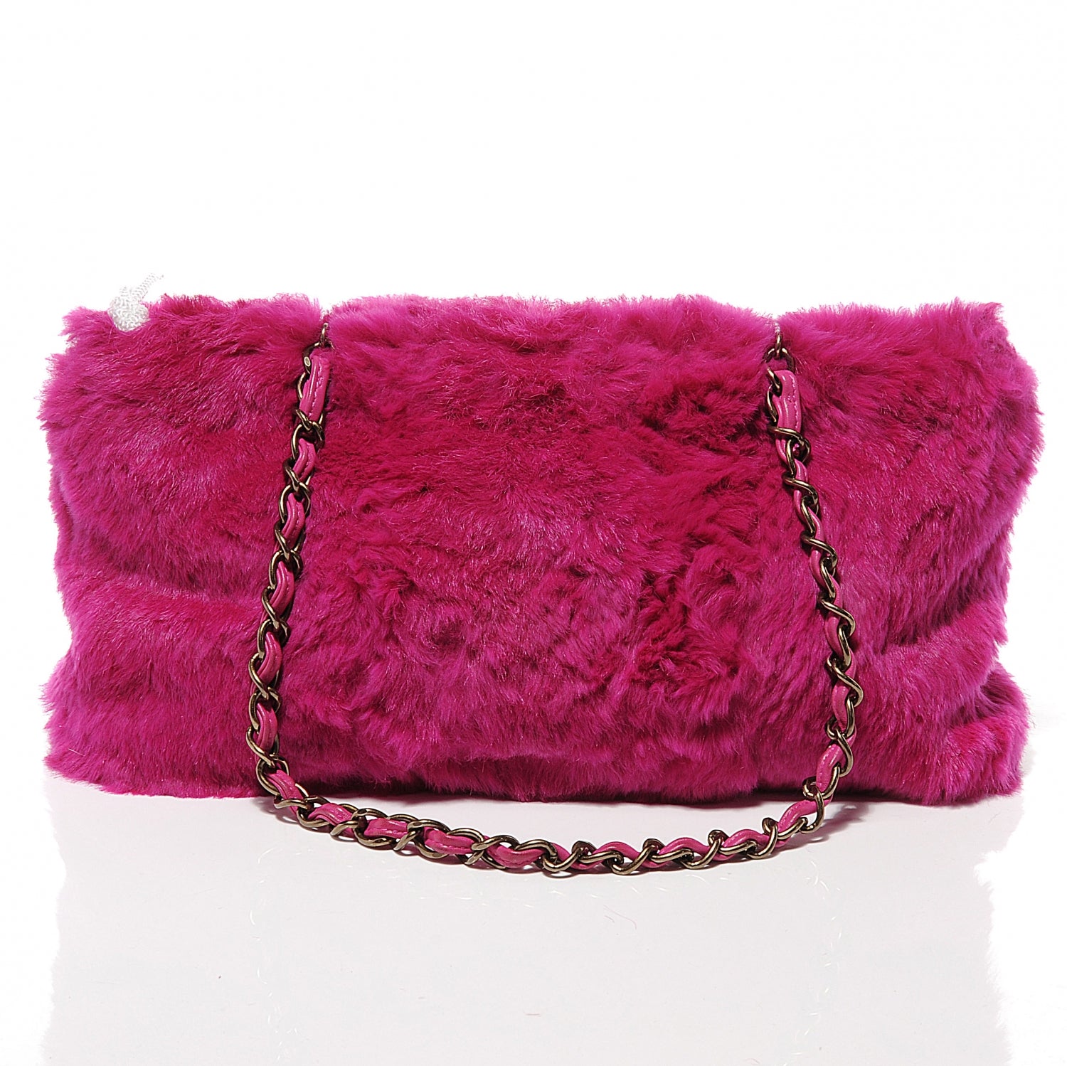 Chanel Rabbit Fur Tote Fuchsia 7 of 8