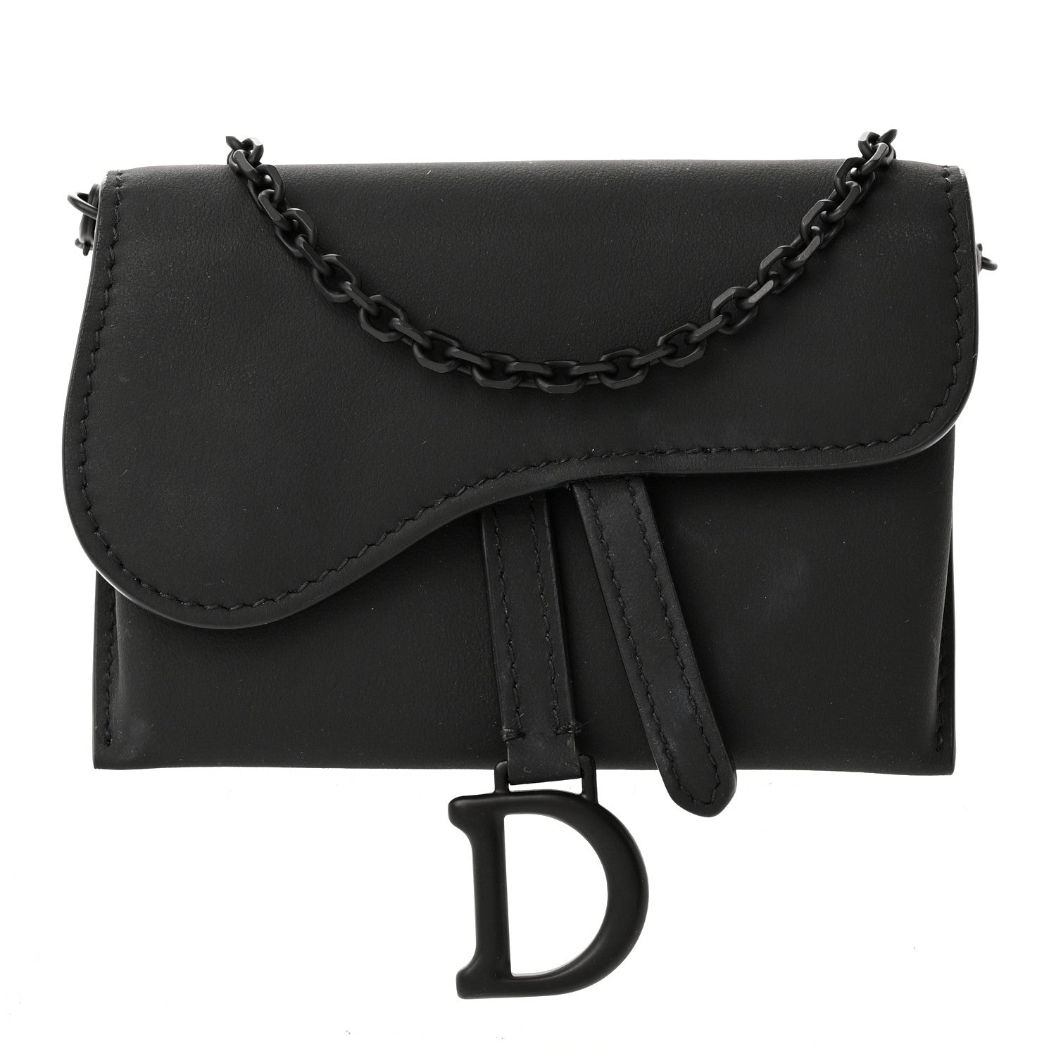 Christian Dior Ultra Matte Calfskin Nano Saddle Chain Pouch Black 1 of 9