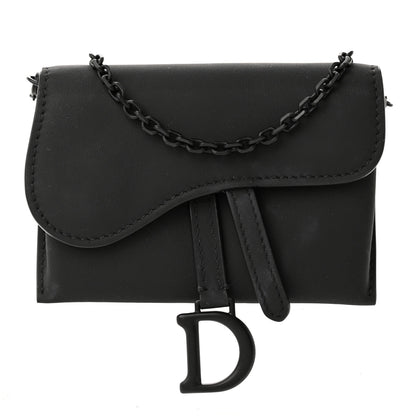 Christian Dior Ultra Matte Calfskin Nano Saddle Chain Pouch Black 1 of 9