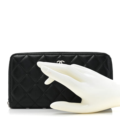 Chanel Lambskin Quilted Large Gusset Zip Around Wallet Black 2 of 18