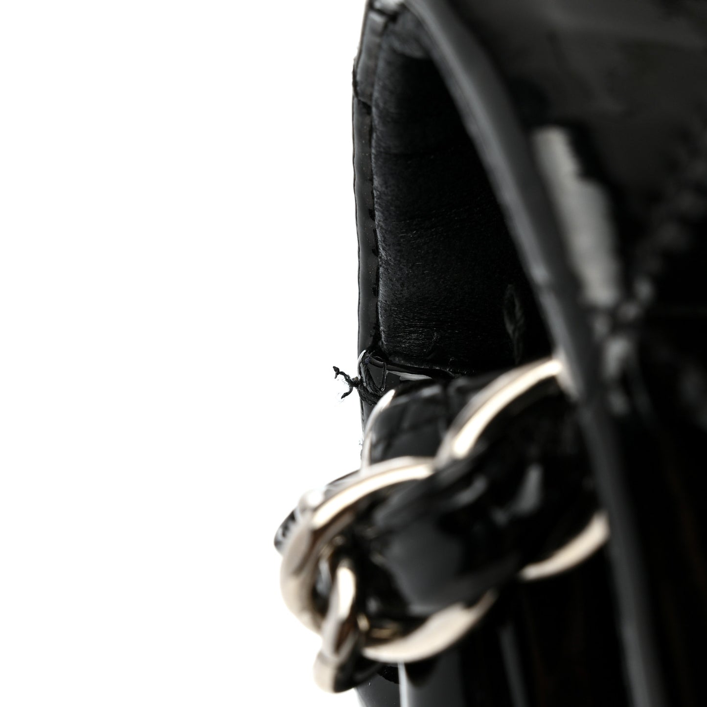 Patent Quilted Maxi Single Flap Black