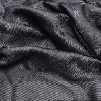 Louis Vuitton Wool Silk Monogram Shawl Anthracite 5 of 5