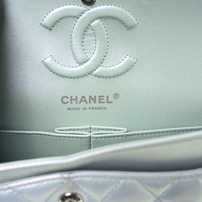 Chanel Iridescent Calfskin Quilted Small Double Flap Light Blue 6 of 11