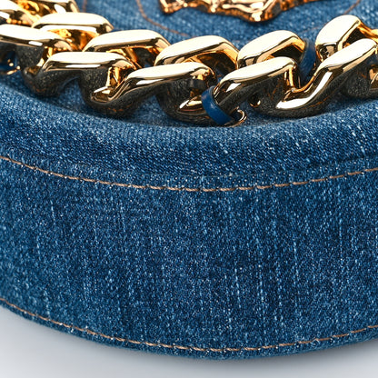 Versace Denim Mini La Medusa Chain Round Crossbody Bag Navy Blue 7 of 8