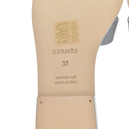 Hermes Epsom Oran Sandals 37 Bleu Glacier 7 of 14