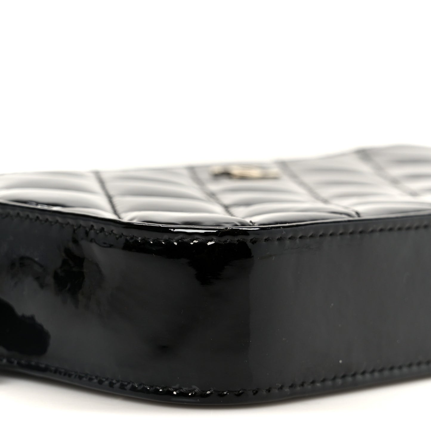 Patent Quilted Small Clutch With Chain Black Blue