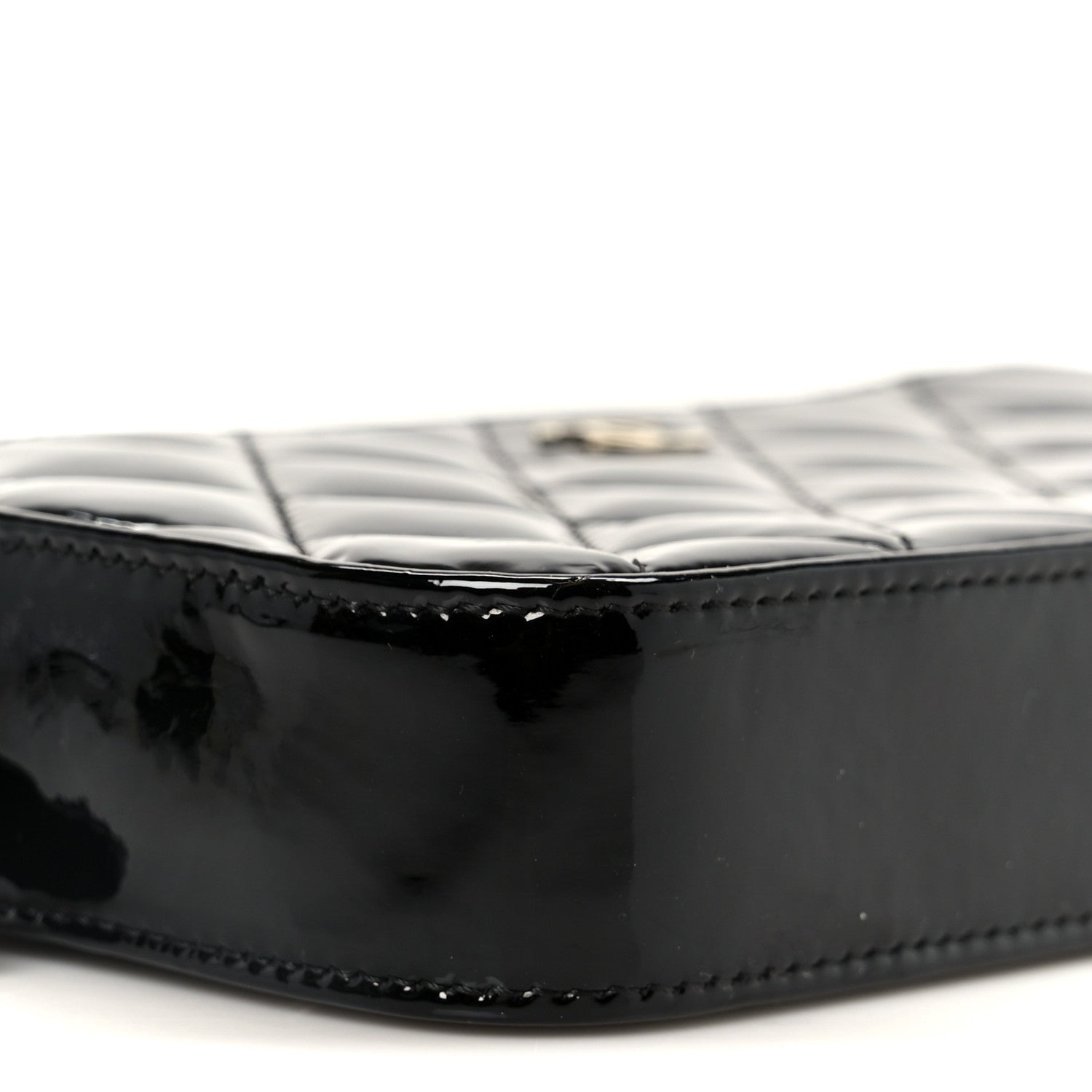 Chanel Patent Quilted Small Clutch With Chain Black Blue 11 of 12