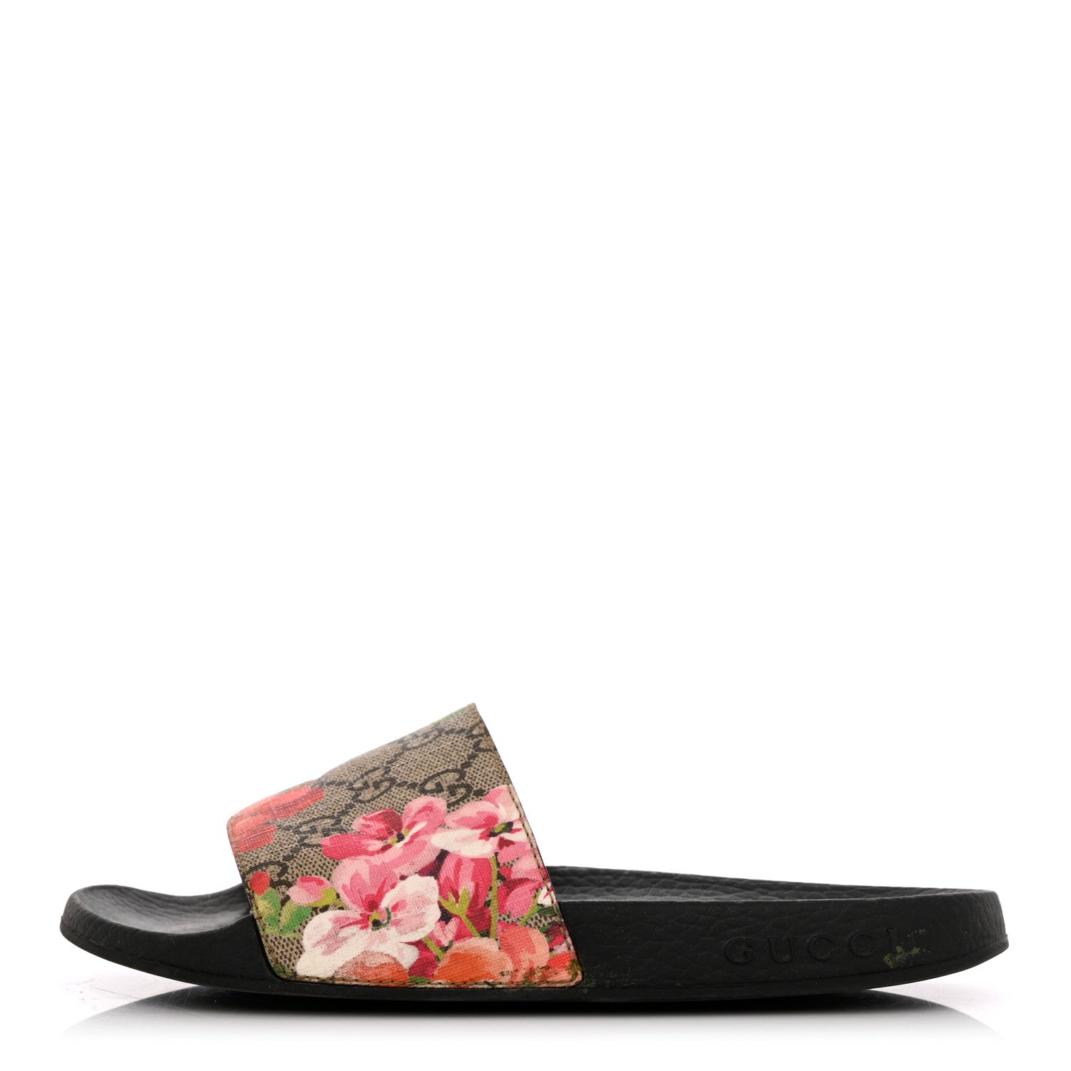 Gucci GG Supreme Monogram Blooms Slide Sandals 35 Beige Multicolor 1 of 11