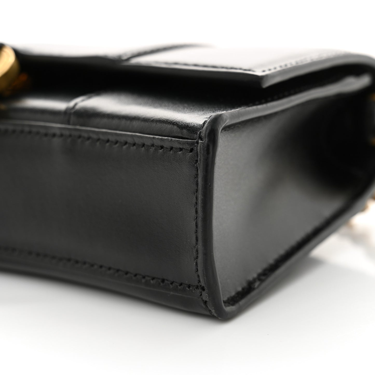 Shiny Box Calfskin Hourglass Chain Bag Black