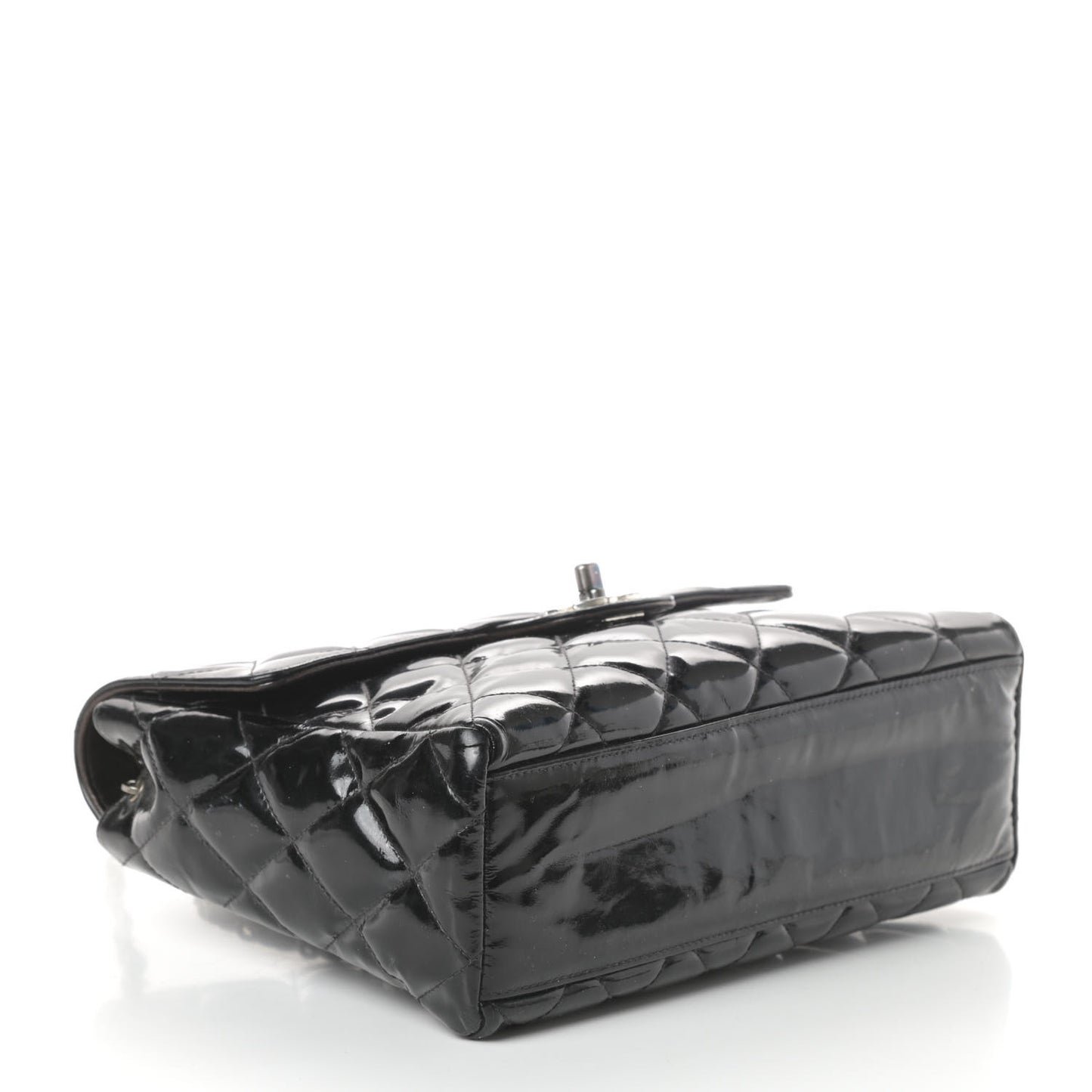 Patent Quilted Medium Single Flap Black