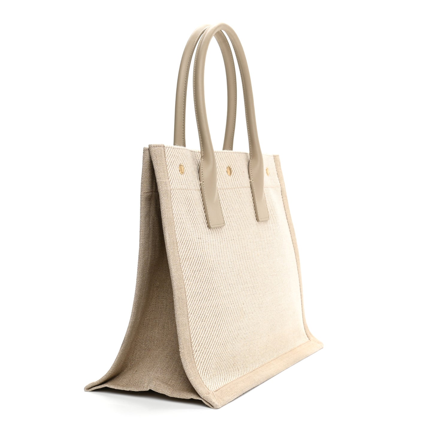 Linen Calfskin Small Rive Gauche Tote Beige Sea Salt