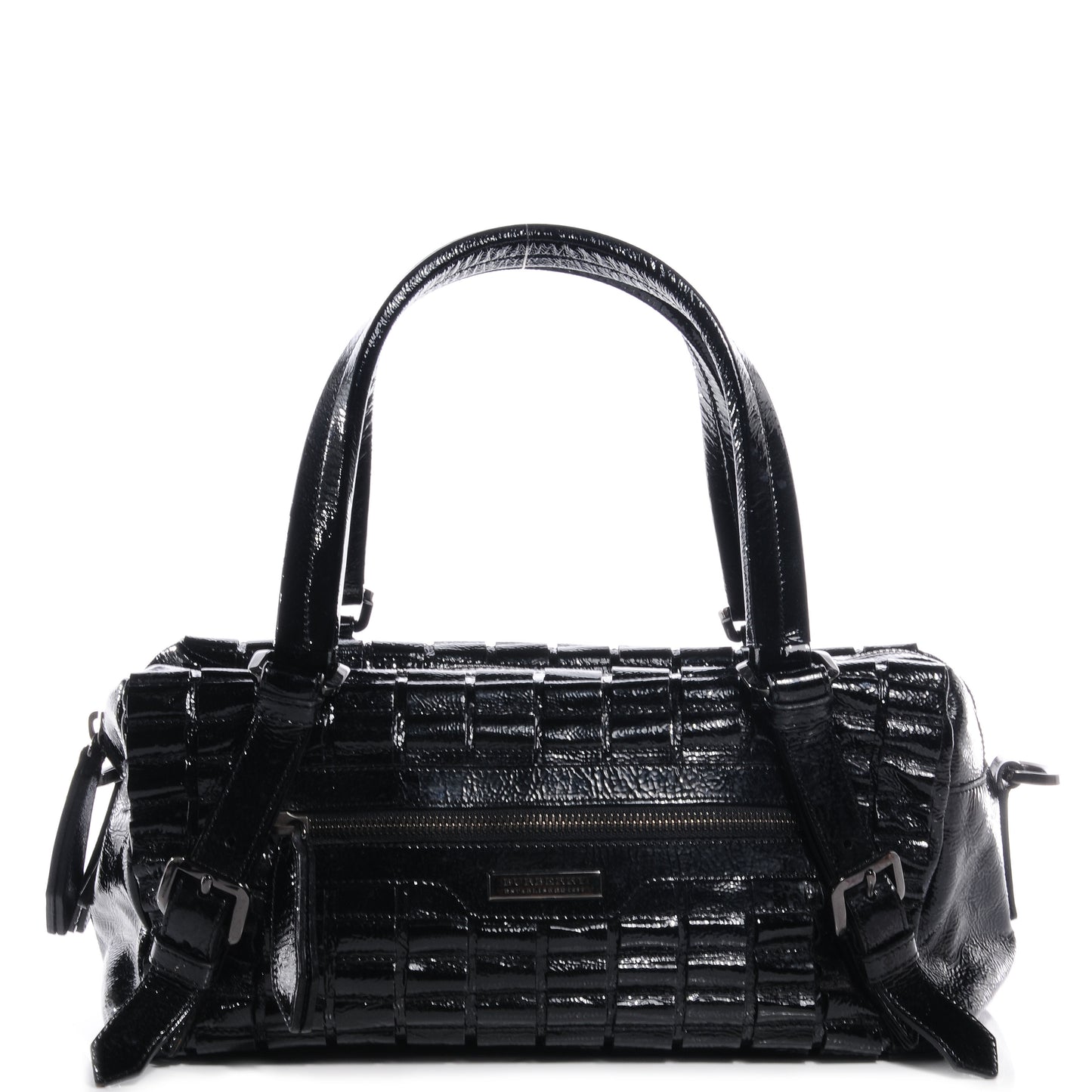 Patent Leather Cartridge Pleat Tote Black