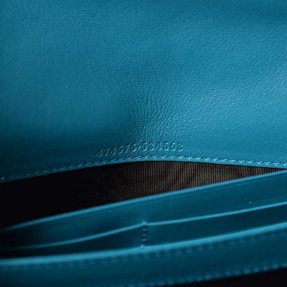 Gucci Velvet Matelasse GG Marmont Chain Wallet Pavone Cyan 6 of 9
