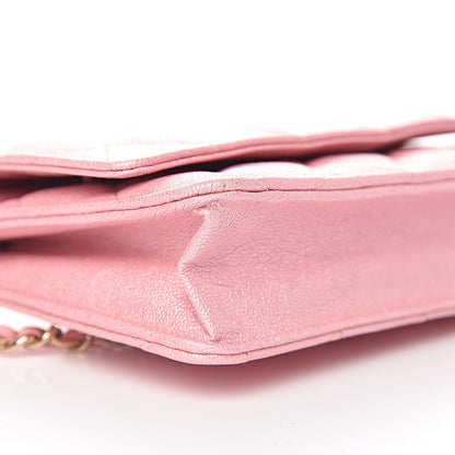 Chanel Iridescent Caviar Quilted Wallet on Chain WOC Rose Pink 10 of 12
