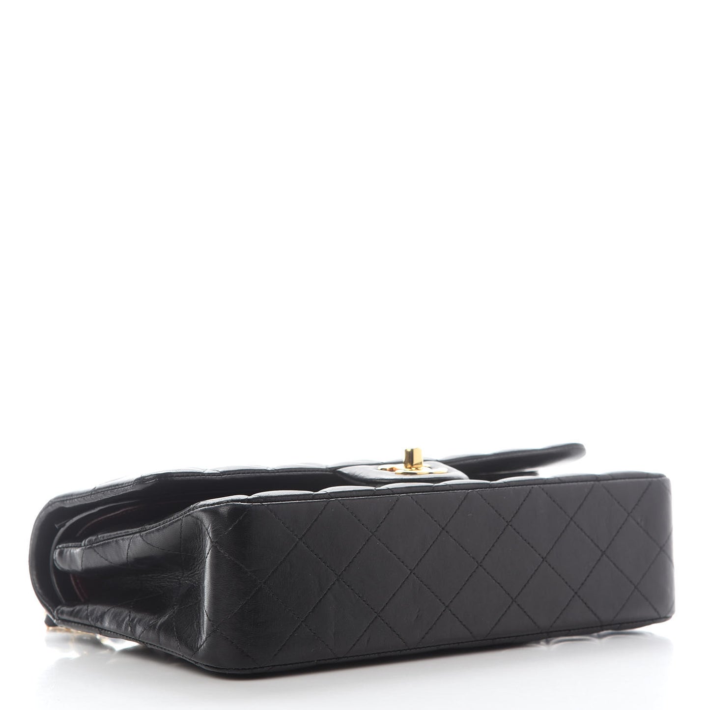 Lambskin Quilted Medium Double Flap Black