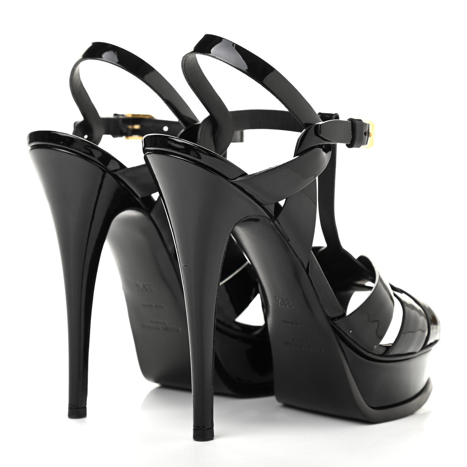 Saint Laurent Patent Tribute 105 Platform Sandals 38.5 Black 4 of 8