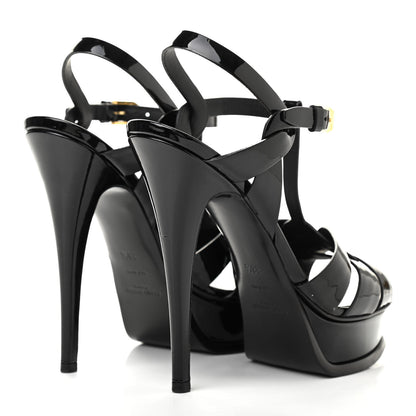 Saint Laurent Patent Tribute 105 Platform Sandals 38.5 Black 4 of 8