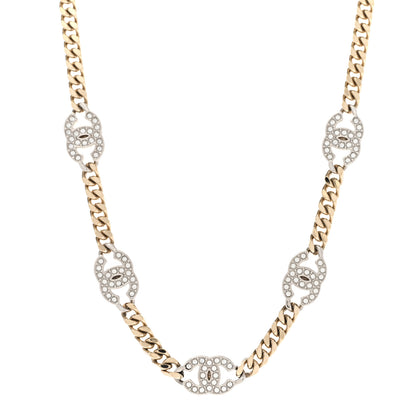 Chanel Crystal Chain CC Necklace Gold Silver 1 of 6