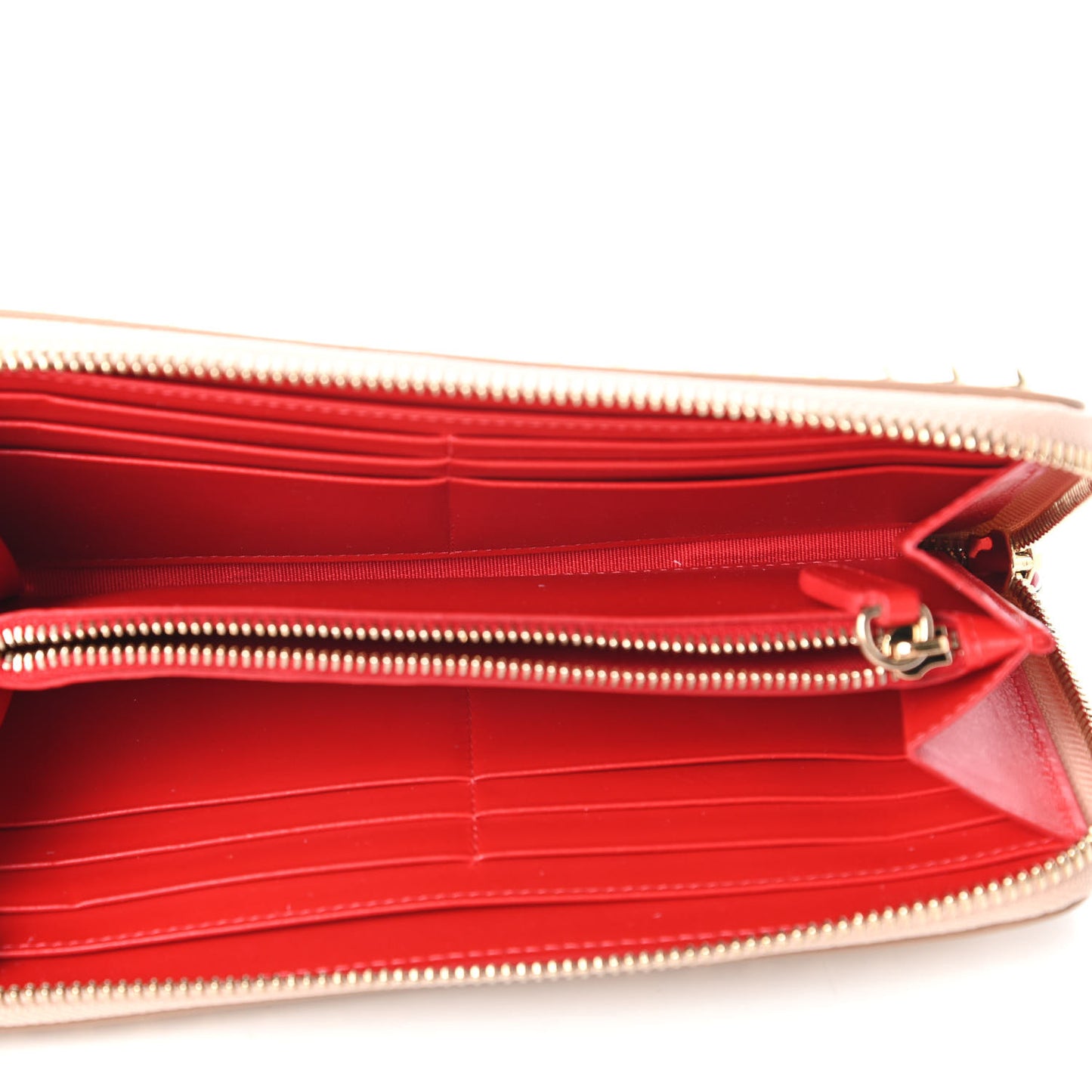 Calfskin Panettone Spiked Zip Around Wallet Dune