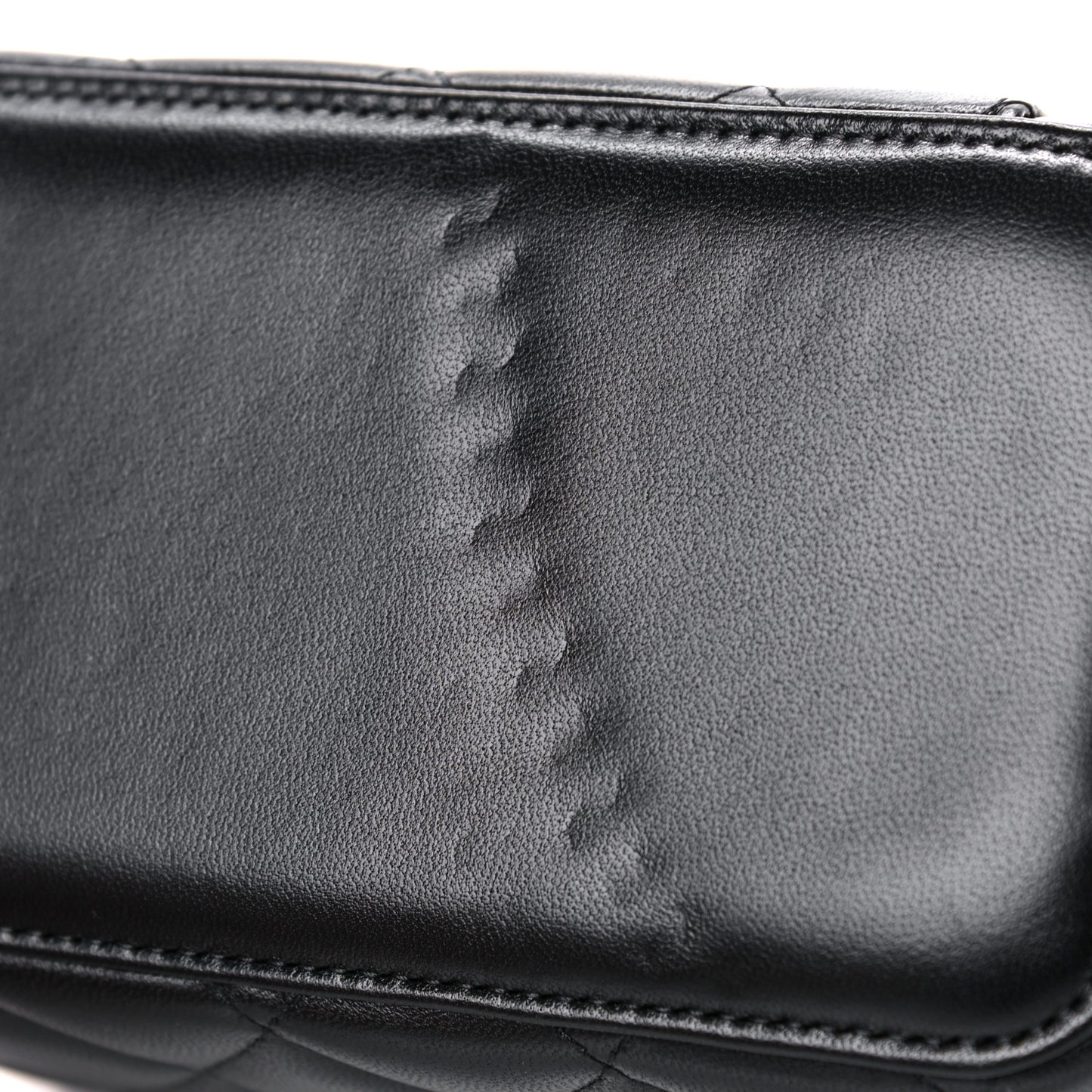 Lambskin Quilted Trendy Small Vanity Case With Chain Black