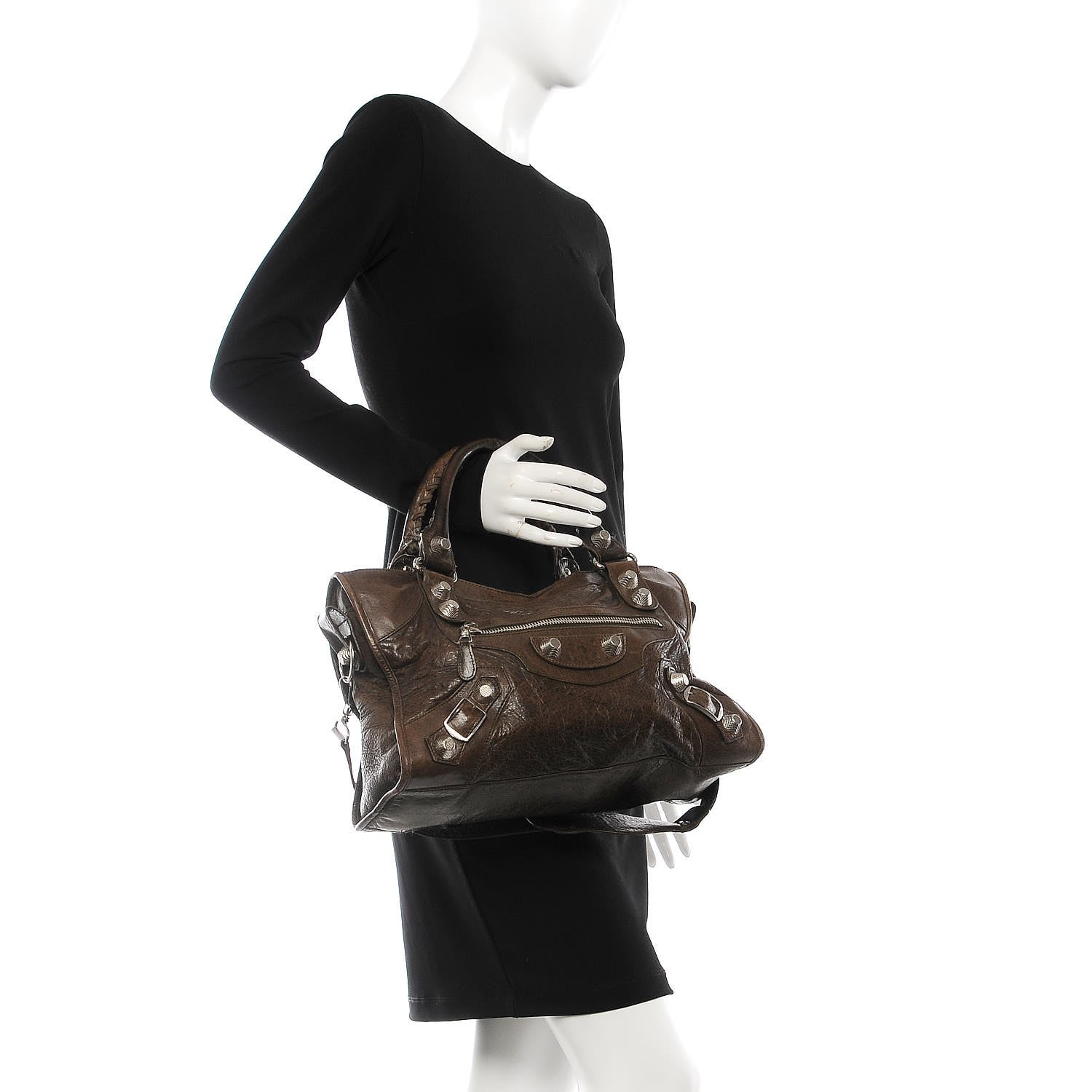 BALENCIAGA ジャイアント ブラウン Balenciaga Agneau Giant 21 Silver Hardware City Dark Brown 314969