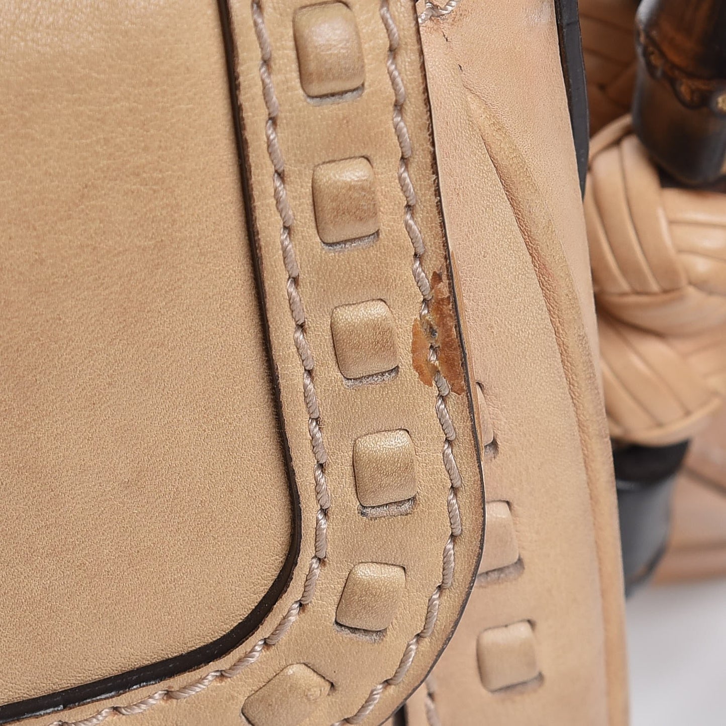 Calfskin Small Snaffle Bit Shoulder Bag Beige