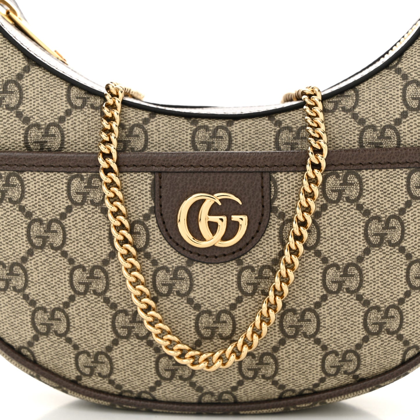 GG Supreme Monogram Textured Dollar Calfskin Small Ophidia Shoulder Bag Beige Ebony New Acero