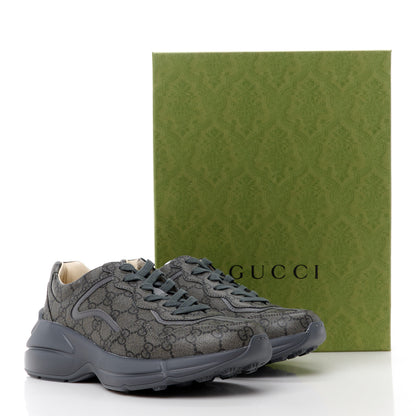 Gucci GG Supreme Monogram Apollo Calfskin Mens Rhyton Sneakers 6.5 Grey Black Graphite Grey 9 of 9