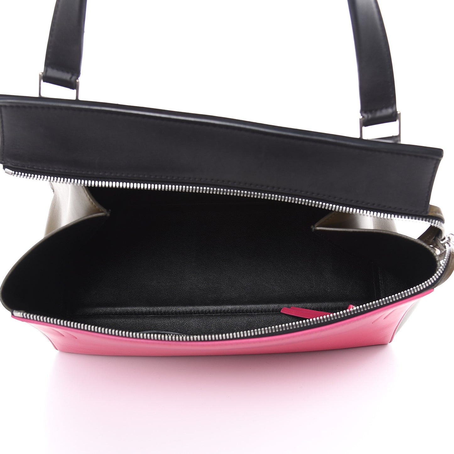 Smooth Calfskin Small Tri-Color Edge Shoulder Bag Fushia